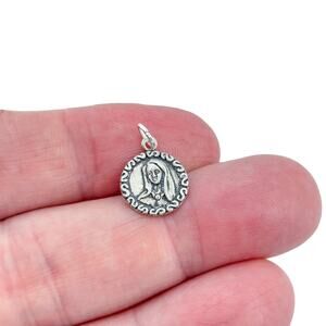 Vintage Sterling Silver 925 Virgin Mary Medal Pendant